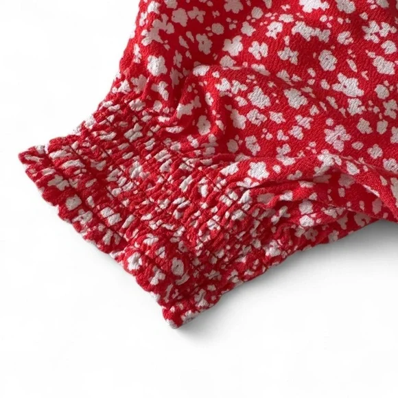 Banana Republic Red Floral Wrap Dress Size 2 - Picture 5 of 6